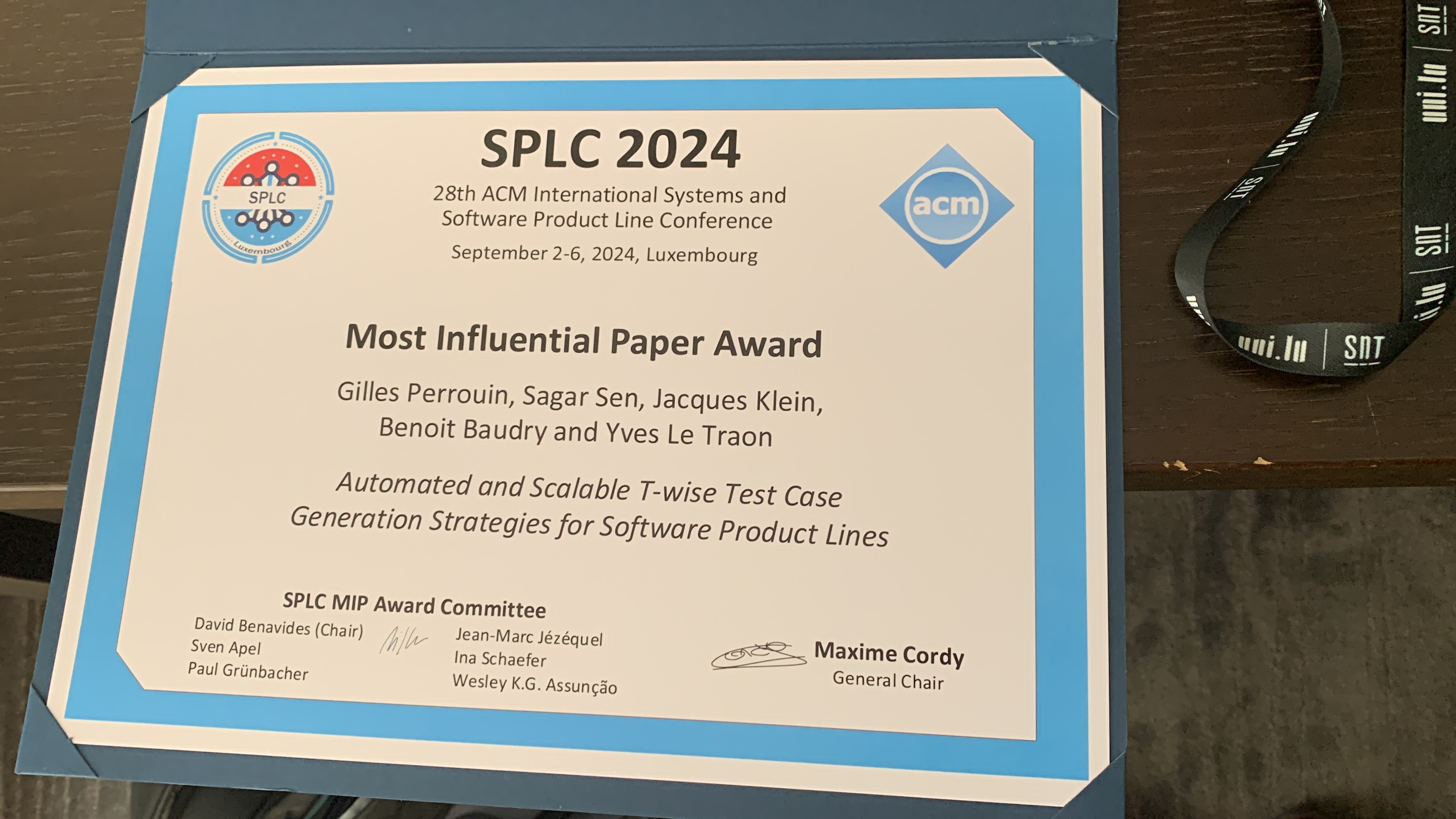 Most Influential Paper Award - SPLC 2024